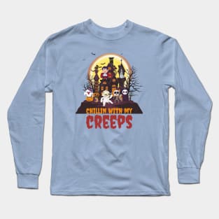 chillin with my creeps - Hallowean Long Sleeve T-Shirt